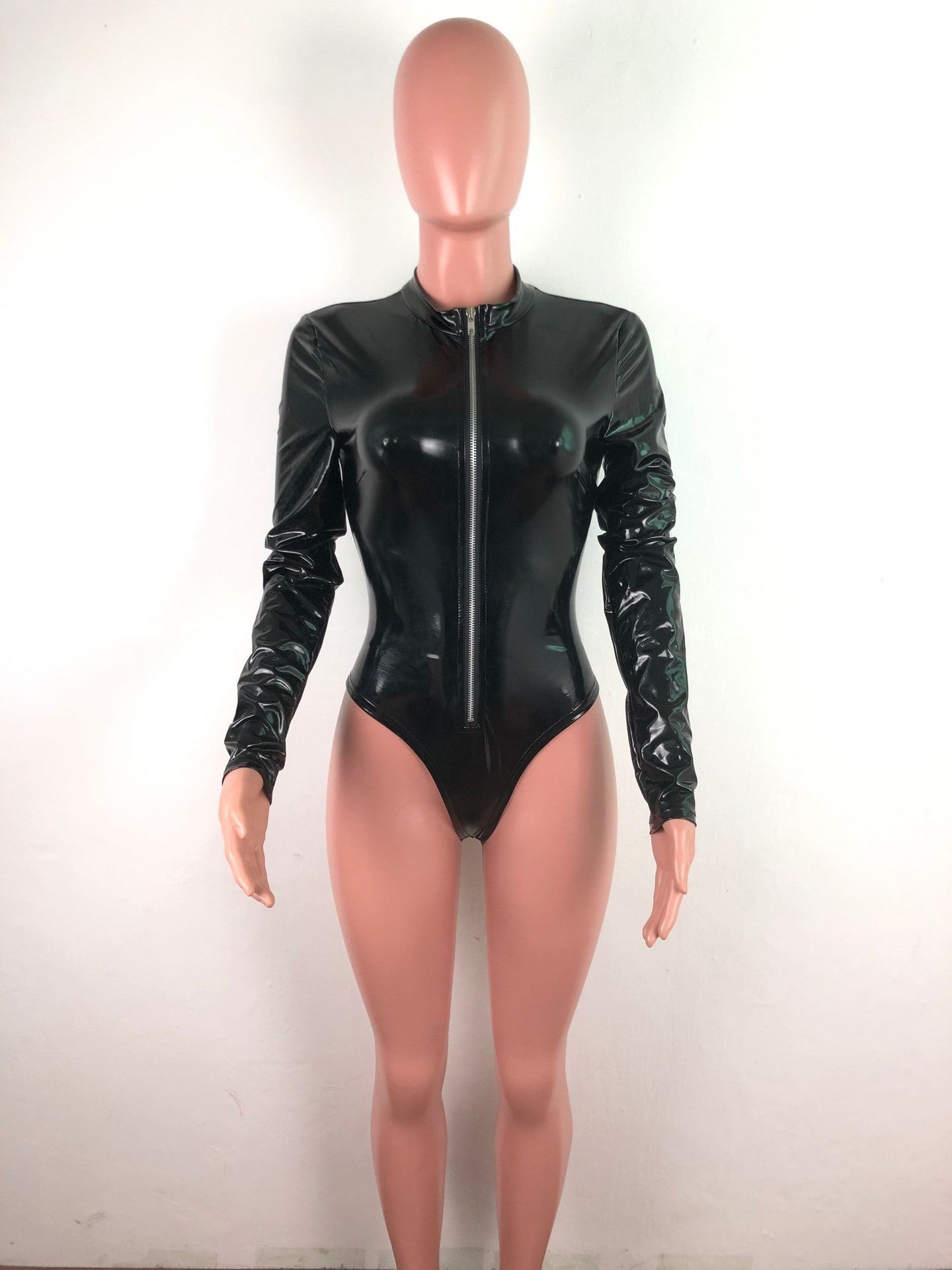 Nightclub Clothing High Elastic Tight-fitting PU One-piece Bodysuit