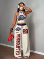 Printed Tank Top  Casual Wide-leg Pants Set
