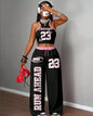 Printed Tank Top  Casual Wide-leg Pants Set
