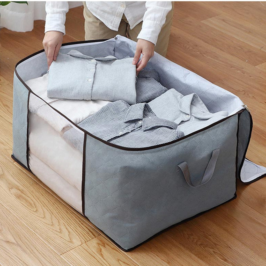 6 Pack 90L Storage Bags Zipped For Clothes, Bedding, Toys, Packing Moving Boxes UK