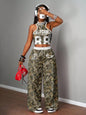 Printed Tank Top  Casual Wide-leg Pants Set
