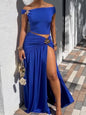 Women's Top And Slit Pleated Skirt Set