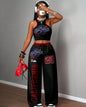 Printed Tank Top  Casual Wide-leg Pants Set