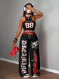 Printed Tank Top  Casual Wide-leg Pants Set