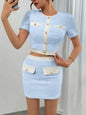 Women's Casual Short Top And Skirt Set