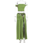 Women's Top And Slit Pleated Skirt Set