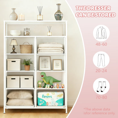 8-Drawer Fabric Dresser With Open Shelf, 45.9-inch Tall Storage Cabinet For Bedroom Closet Organization