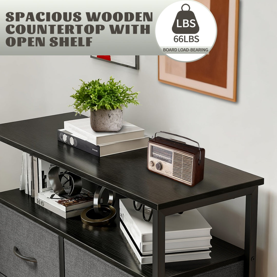 8-Drawer Fabric Dresser With Open Shelf, 45.9-inch Tall Storage Cabinet For Bedroom Closet Organization