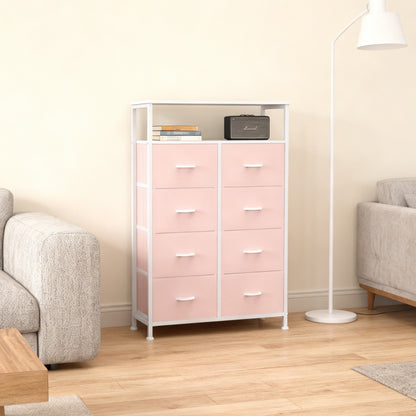 8-Drawer Fabric Dresser With Open Shelf, 45.9-inch Tall Storage Cabinet For Bedroom Closet Organization
